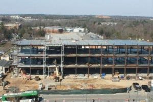 Daytime overview of the Science Building construction