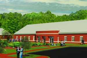 Close up of Student Counseling Center rendering